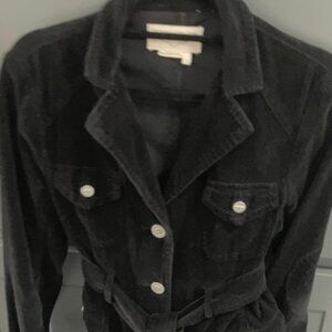 BCBGMAXAZRIA Short Jacket size M Black Corduroy with Belt